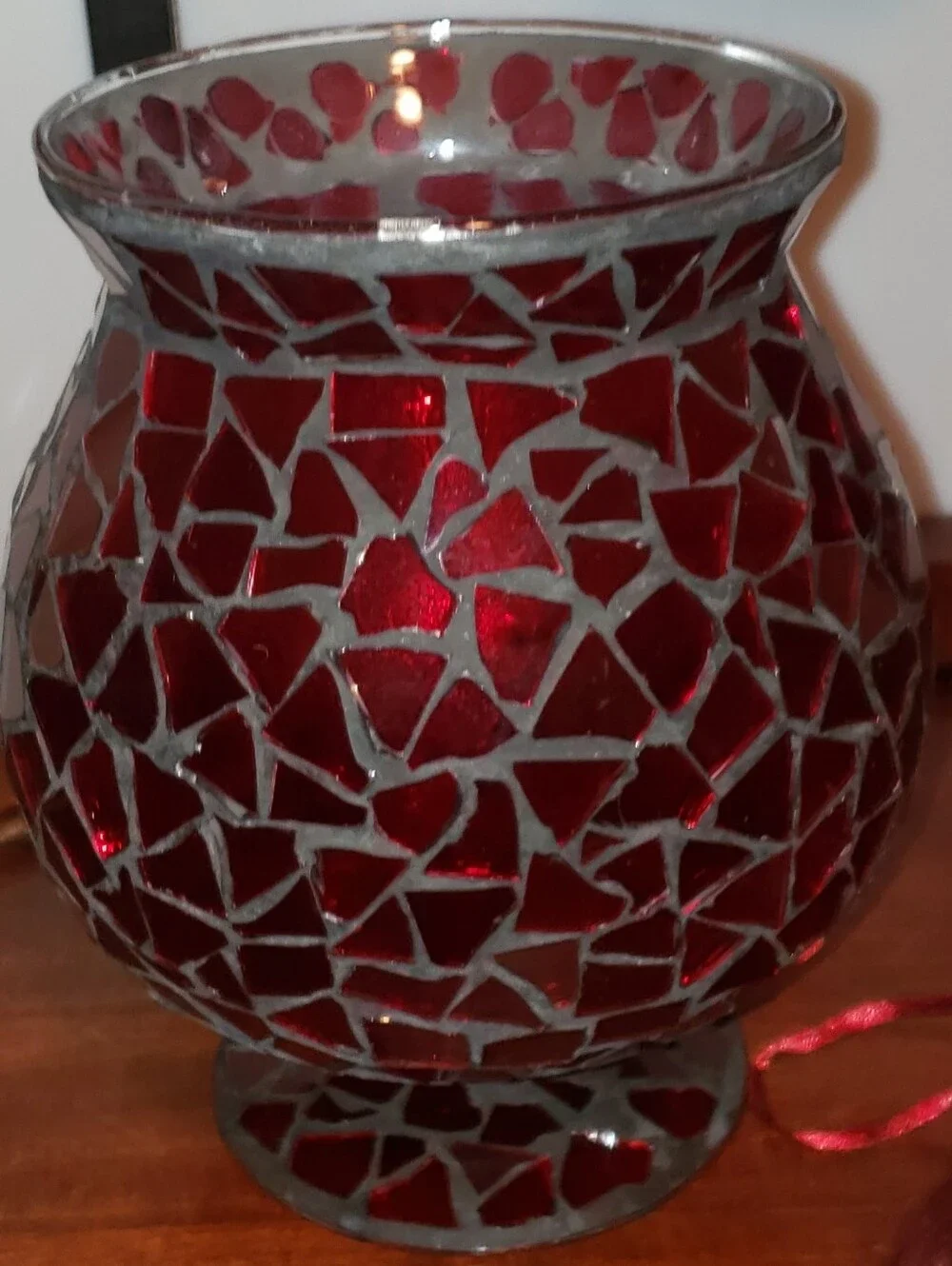 Red Mosaic Glass Vase/Fishbowl - Unbranded Decorative Accent